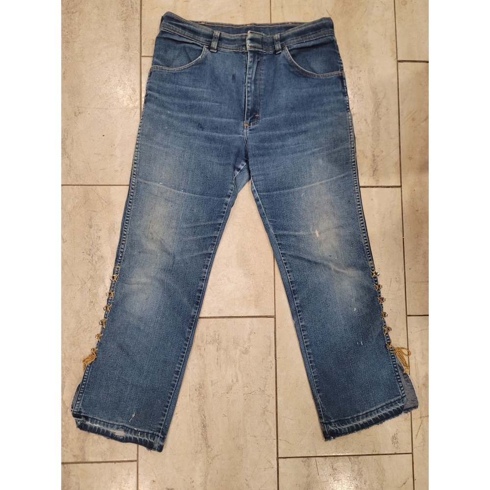 Wrangler women custom jeans 34 x 30 western , hippy casual bootcut faded